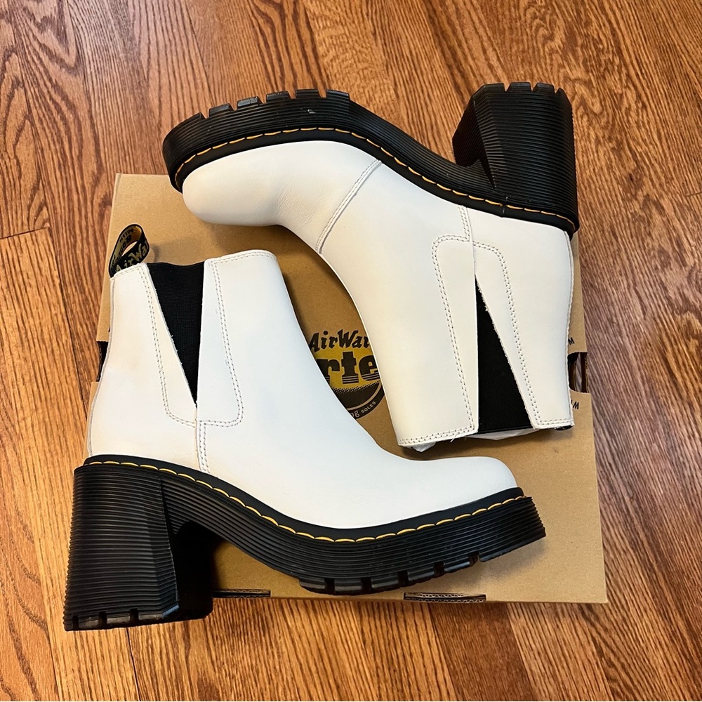 Dr. Martens White Heeled Boots